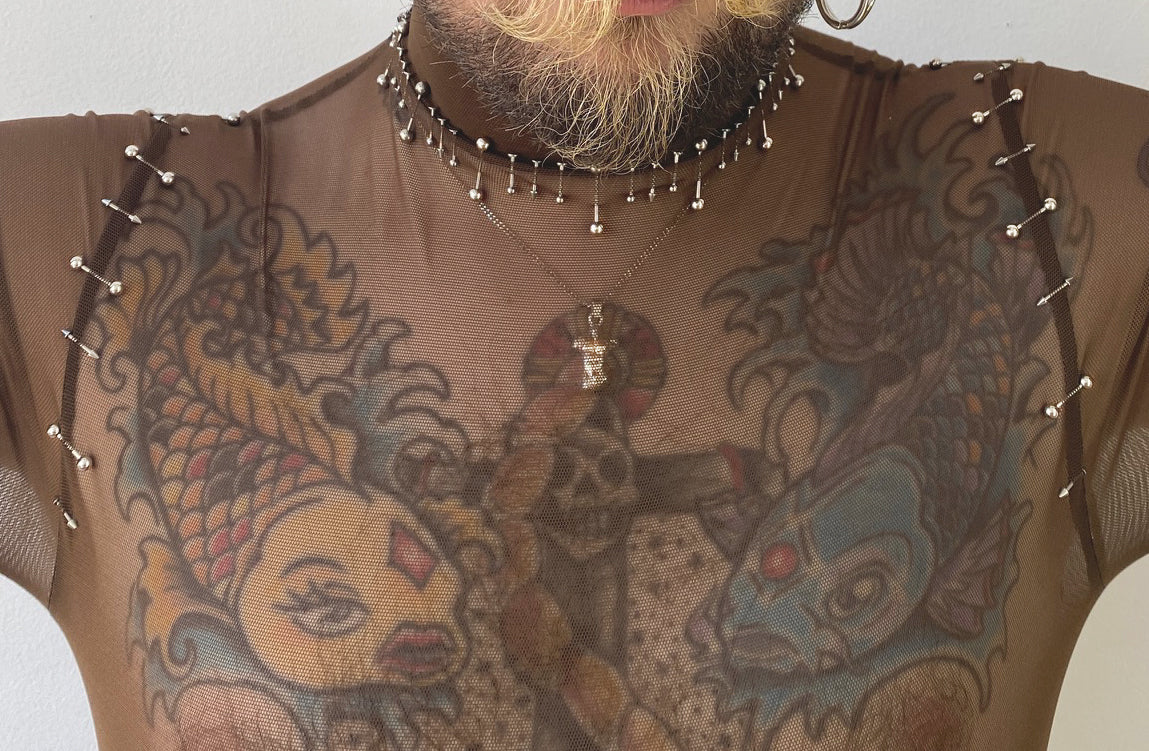 MOCK NECK "PIERCED" BODYSUIT